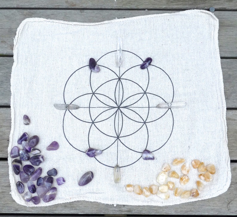 CRYSTAL GRID CLOTHS set of 3 100% cotton, all natural, sacred geometry, grid templates image 4