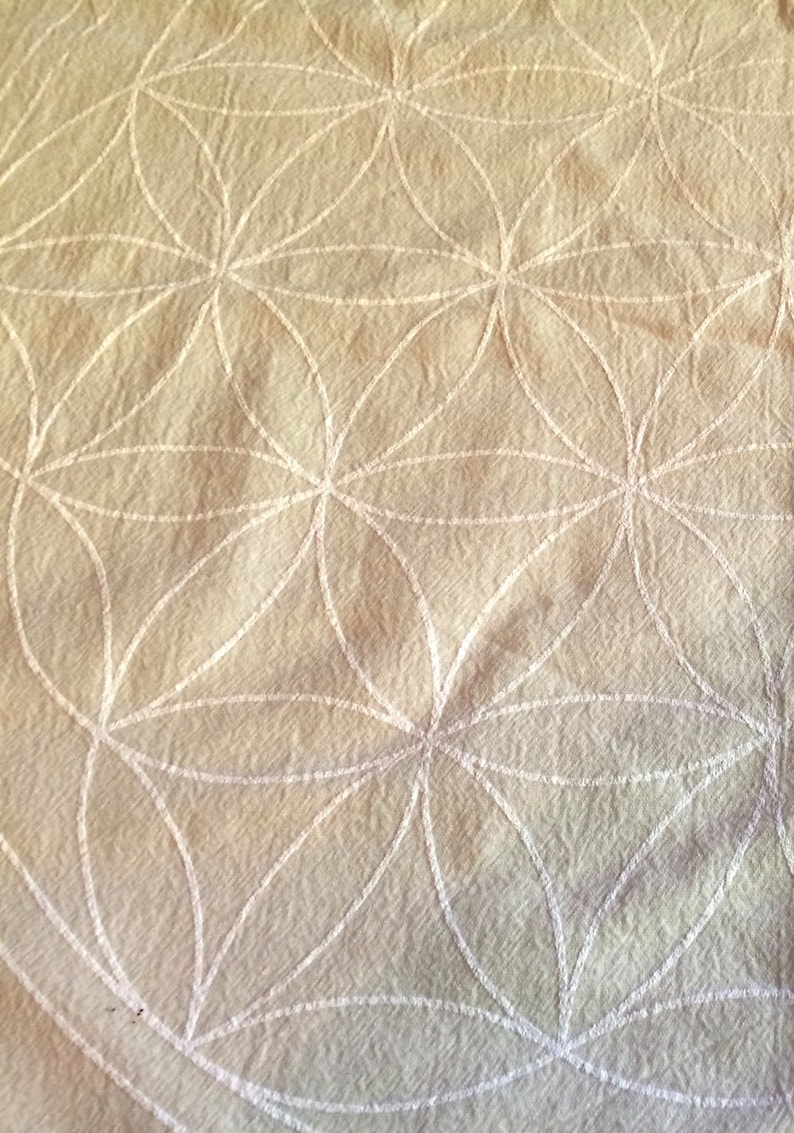 XL Crystal Grid Cloth WHITE INK xl flower of life 100% cotton, natural textile, sacred geometry grid template, alter cloth image 6