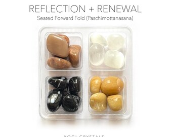 REFLECTION + RENEWAL - Seated Forward Fold (Paschimottanasana) - Yoga Crystal Set- Crystals for Yoga lovers gift set