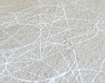Crystal Grid Cloth -- METATRON'S CUBE - all natural - sacred geometry grid template, alter cloth, divination cloth