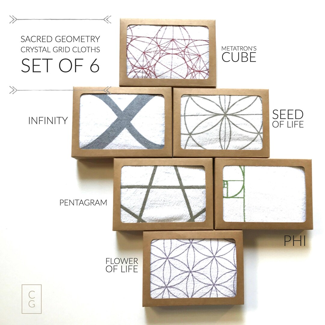 CRYSTAL GRID CLOTHS --- Set of 6 -- 100% Cotton, All Natural, Sacred ...