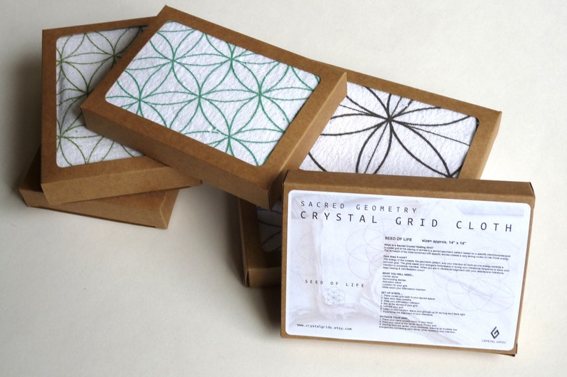 CRYSTAL GRID CLOTHS set of 3 100% cotton, all natural, sacred geometry, grid templates image 5