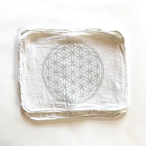 FLOWER OF LIFE crystal grid cloth grey image 2