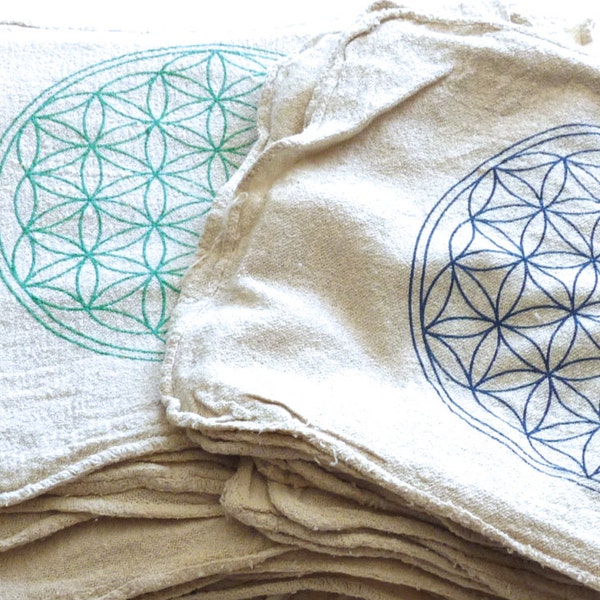 Crystal Grid Cloth -- FLOWER OF LIFE --- all natural --- 100% cotton, sacred geometry grid template