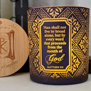 Matthew 4:4 Votive Holder – Lent Collection, Violet Glass LED Candle