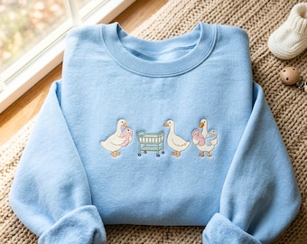 Sudadera bordada para recién nacido, sudadera de cuello redondo Baby Nurse Goose, camiseta de regalo para enfermeras posparto, camiseta para enfermeras de parto y alumbramiento