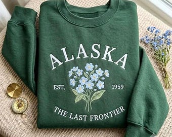 Besticktes Alaska-Sweatshirt „Die letzte Grenze“, Vintage-Bekleidung für Naturliebhaber