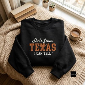 Sweat-shirt brodé « Elle vient du Texas », T-shirt cadeau pour les amoureux du Texas, style cowgirl du Sud