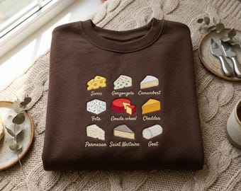 Sweatshirt mit Käsestickerei, Shirt für Käseliebhaber, Geschenk für Feinschmecker, Käsefan-Shirt, Käsehersteller-Shirt, Käsefan