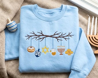 Sudadera con iconos de Hanukkah bordados "Tis The Season" Feliz Hanukkah Regalos de Janucá