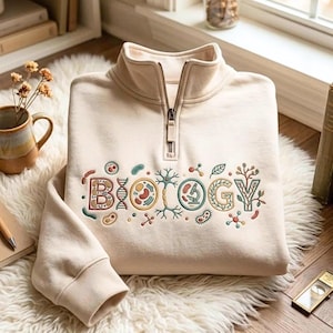 Besticktes Biologie-Reißverschluss-Sweatshirt, Geschenk für Wissenschaftslehrer, Bekleidung für Wissenschaftsliebhaber