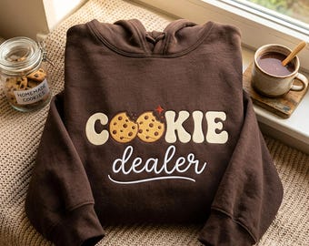 Cookie Dealer Embroidered Sweatshirt – Cozy Cotton Blend Apparel, Funny Pastry Sweatshirt