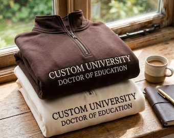 Custom University Embroidered Quarter Zip Sweatshirt, Personalized College Shirt, College Pride Shirt, Personalized University Shirt