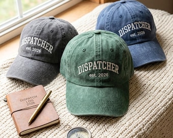 Washed Cotton Dispatcher Cap (est. 2026) – Embroidered Adjustable Hat