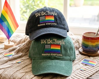Gewaschene Baumwollmütze mit Regenbogenfahnenstickerei