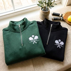 Personalisiertes Pickleball Quarter Zip Sweatshirt - Benutzerdefinierte Name Sportbekleidung