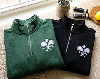 Moletom de Pickleball Personalizado com Zíper até o Peito – Roupa Esportiva com Nome Personalizado