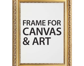 Marco dorado adornado para lienzo y arte, tamaño personalizado disponible