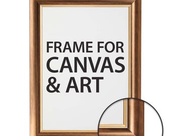 Metallic bronzen lijst met gouden binnenkant voor canvaskunst, aangepast formaat beschikbaar