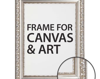 Zilveren sierlijke lijst voor canvas en kunst, aangepaste lijst beschikbaar