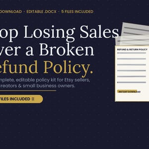 EDITABLE Refund Policy Template | Small Business Return Policy (Digital Download)