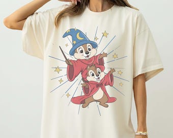Vintage Disney Chip N Dale Costume Mickey Sorcerer T-Shirt, Disney Trip Shirt, Disneyland Family Matching Shirt, Disneyworld Shirt