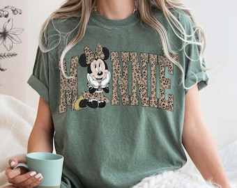 Camiseta retro de Minnie Mouse con diseño de safari, camiseta de Minnie Mouse con estampado de leopardo, camiseta de Disney Safari, camiseta de regalo para viajes familiares a WDW