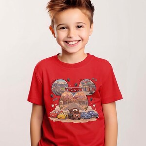 Camiseta vintage de Disney Cars, camiseta de Rayo McQueen y Mate, camiseta de Radiator Springs, camiseta de carreras de Disney Pixar Cars, camiseta unisex Comfort Colors imagen 5