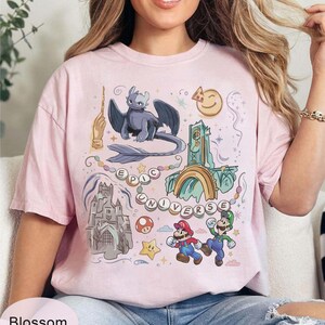Retro Epic Universe Comfort Colors Shirt, Vintage Orlando Park Epic Universe Tee, Coquette Bow Mario Baby Tee, How To Train Your Dragon image 6