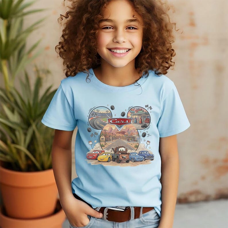 Camiseta vintage de Disney Cars, camiseta de Rayo McQueen y Mate, camiseta de Radiator Springs, camiseta de carreras de Disney Pixar Cars, camiseta unisex Comfort Colors imagen 7