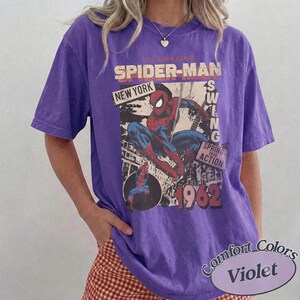 Vintage Amazing Spider-Man Comfort Colors Shirt, Retro Marvel Comics Cover Tee, MCU Fan Gift, Pink Spiderman Graphic Shirt, Marvel Trip Tee image 6