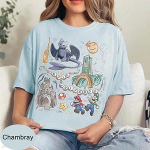 Retro Epic Universe Comfort Colors Shirt, Vintage Orlando Park Epic Universe Tee, Coquette Bow Mario Baby Tee, How To Train Your Dragon image 5