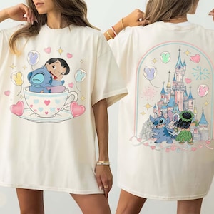 Camiseta de Stitch y Lilo de Disney, camiseta de Stitch del Castillo Mágico de Disney, linda camiseta de Stitch y Lilo para viaje a Disney, camiseta para viaje de chicas a Disney imagen 2