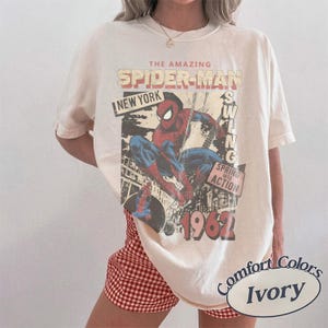 Vintage Amazing Spider-Man Comfort Colors Shirt, Retro Marvel Comics Cover Tee, MCU Fan Gift, Pink Spiderman Graphic Shirt, Marvel Trip Tee image 2