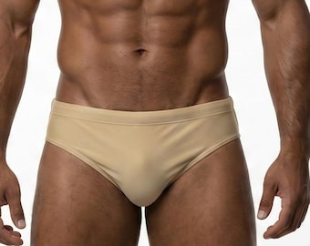 Men’s Sand Swim Briefs – Athletic Fit, Low Rise, Minimalist Designer Style, Beach & Pool Swimwear