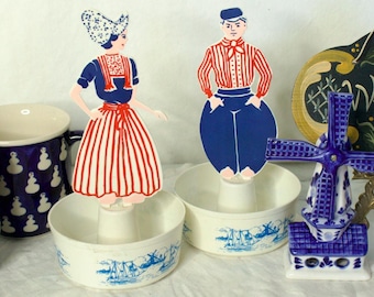 Cute Dancing Dutchmen/ Dutchwoman Plastic Holders- Made in Holland- Dutch Decor