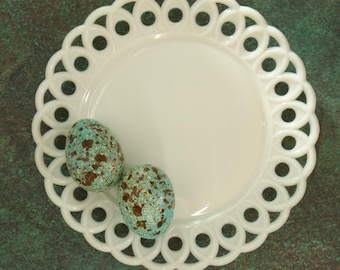 Eyelet Milk Glass Lace Edge Decorative Plate