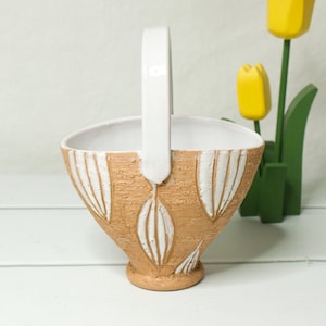 Vintage Italian Handmade Small Rope Twist Basketweave Ceramic  Cachepot/Planter, Blanc De Chine.