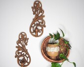 Boho Faux Wood Wall Sconces- Air Plant Holders- Vintage Statement Wall Piece