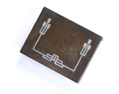 Heintz Art Deco Bronze Metal Cigarette Case- Silver Inlay