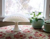 Fenton Silvercrest Ruffle Milk Glass Stand- Wedding Decor- Bridal Shower Decor- Banana Stand