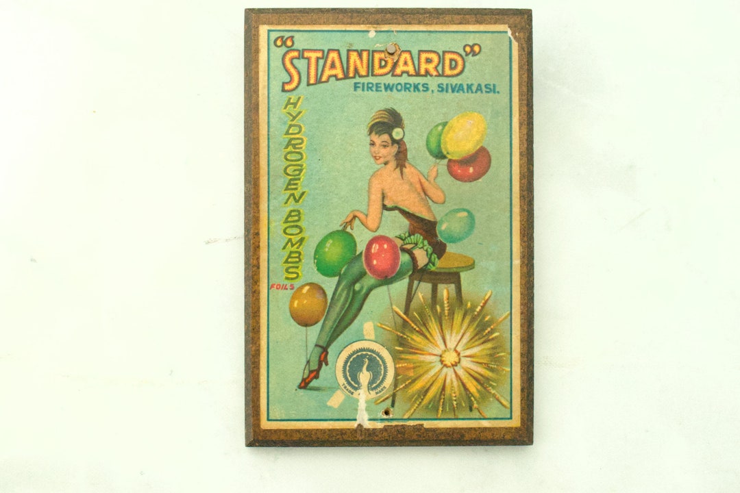 Mounted Vintage Firecracker Label- Pin up Girl- Standard Fireworks ...