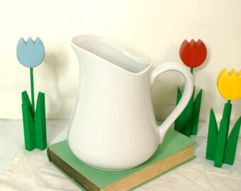 Vintage White Ceramic Pitcher