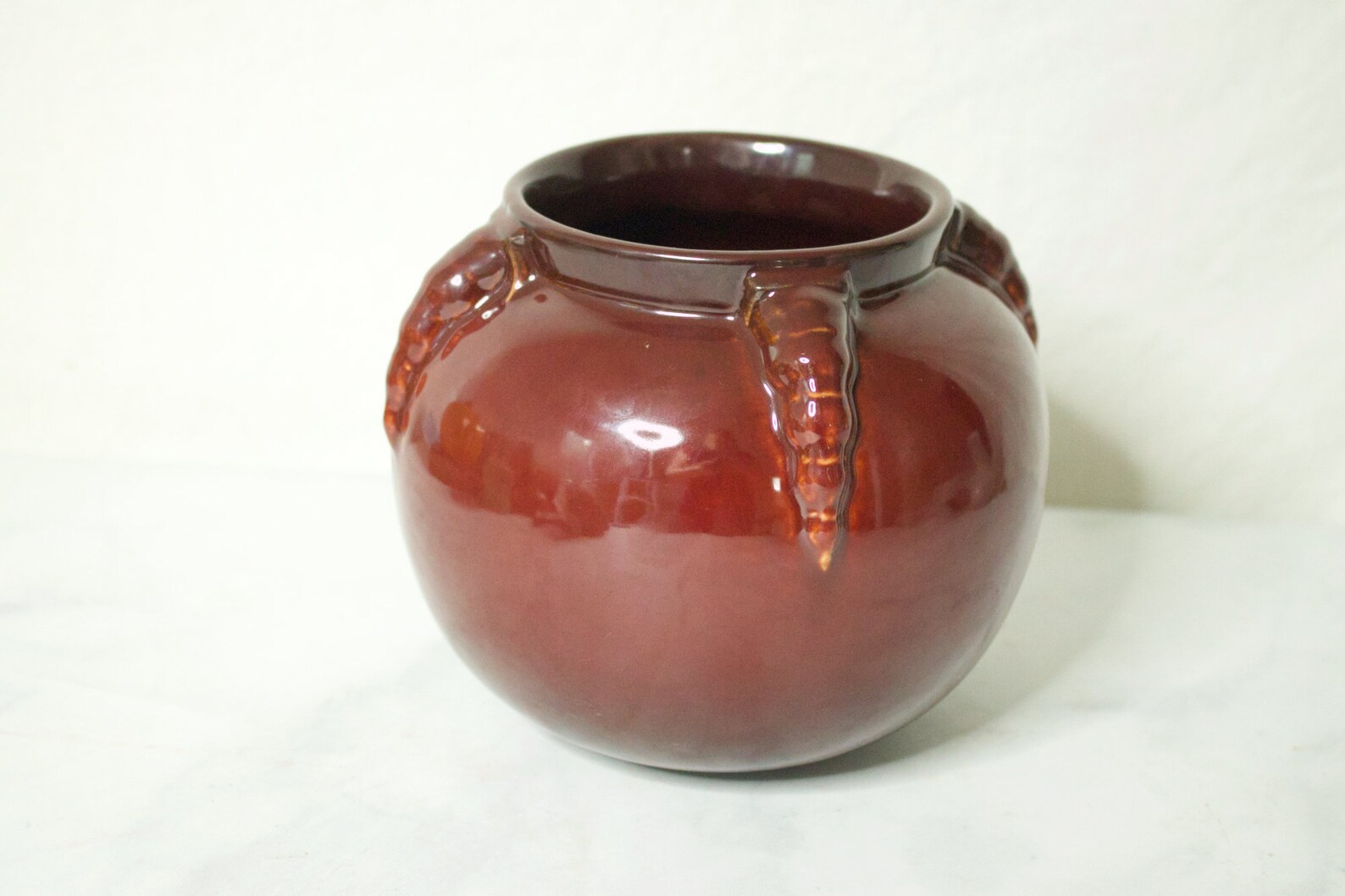 1934 Roseville Topeo Red Vase Claw Vase Etsy