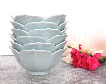 Light Blue Porcelain Lotus Bowls