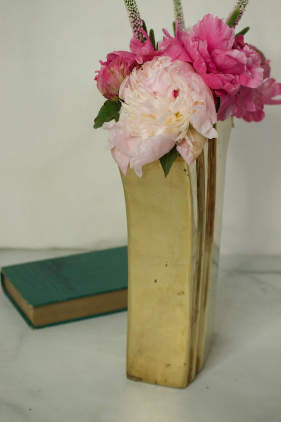 ヴィンテージアールヌーボースタイルの真鍮製花瓶 - 扇形の花瓶 - Etsy