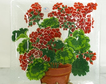 Peggy Karr Fused Glass Square Flower Plate