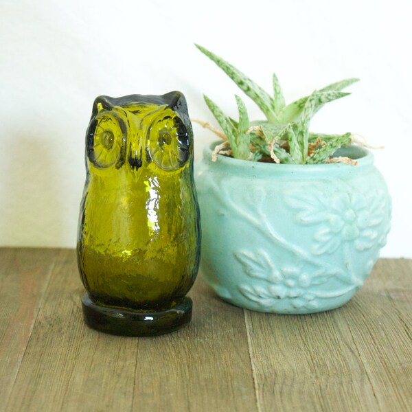 Vintage Pilgrim Glass Green Owl