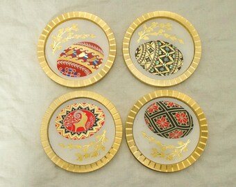 Pysanky Easter Egg Coasters/ Wall Plaques/ Paper Weights