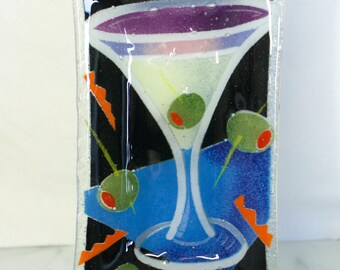 Peggy Karr Glass Martini Glass Rectangular Tray